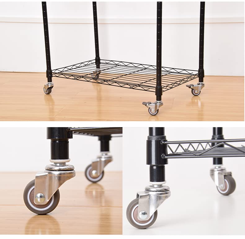 nerilee 2 Inch Rubber Caster Wheel Set of 4（with Brake） with 5/16" x 1-1/2" (8 x 38mm) Stem and 20mm Dia Sockets, for Furniture Crib Trolley Dining Car Casters - Image 5